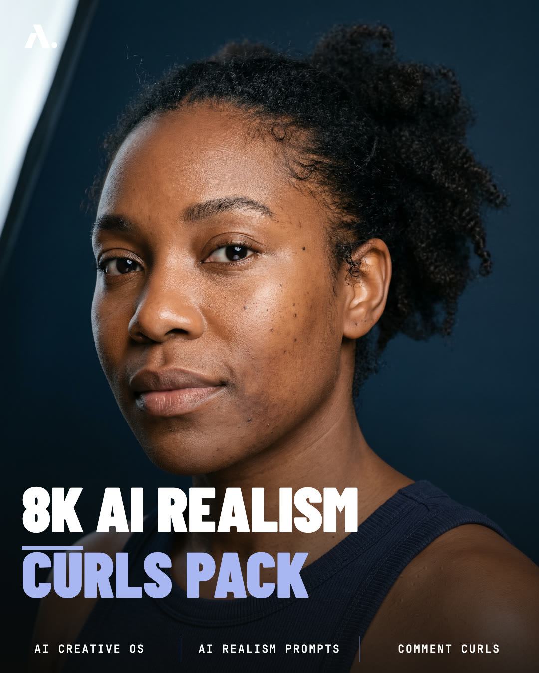 8K AI realism hero portrait from the CURLS pack